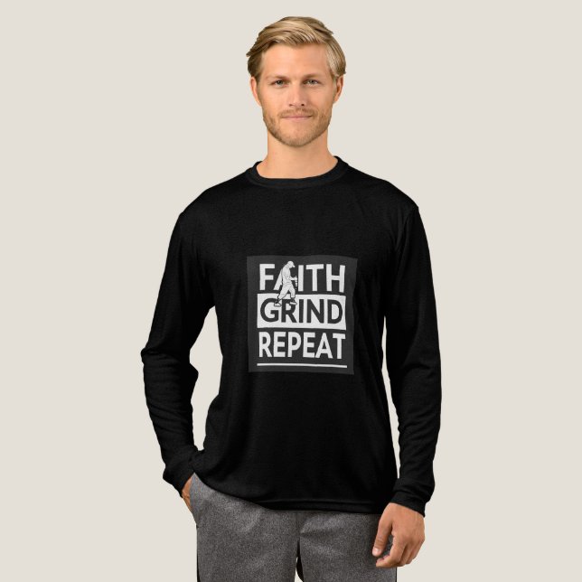 Faith Grind Repeat | Daily Hustle Motivational  Tri-Blend Shirt (Volle Vorderseite)