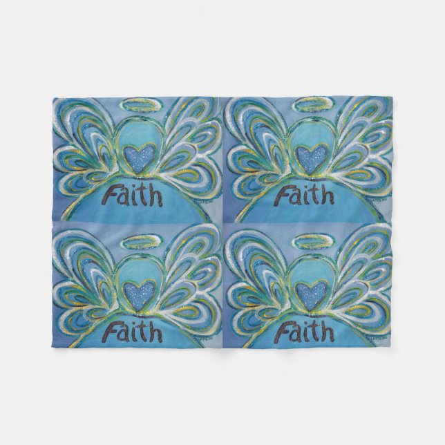 Faith Guardian Angel Art Custom Fleece Blanket (Vorderseite (Horizontal))