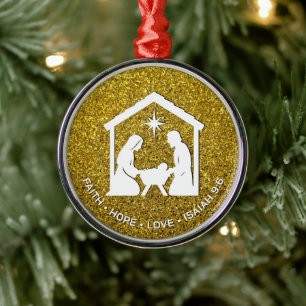 FAITH HOFFE LIEBE Glitzer Christlich Weihnachten Ornament Aus Metall