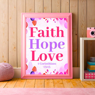 Faith hope and Liebe Boho Christlich Teen Girl and Poster