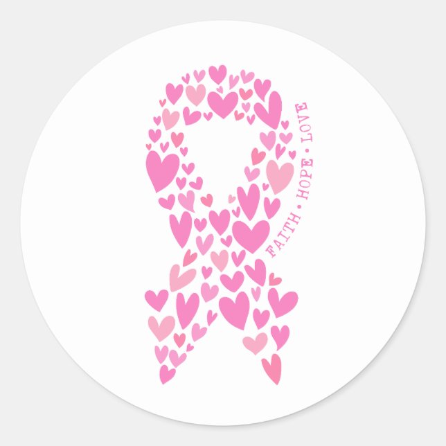 Faith Hope Breast Cancer Pink Ribbon Awareness Runder Aufkleber (Vorderseite)
