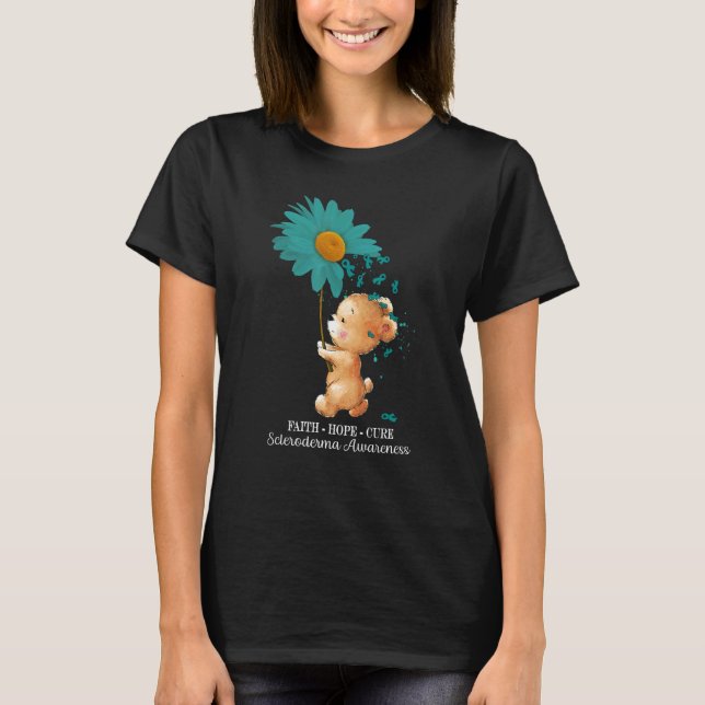 Faith Hope Cure Aquamarine Skleroderma Bewusstsein T-Shirt (Vorderseite)