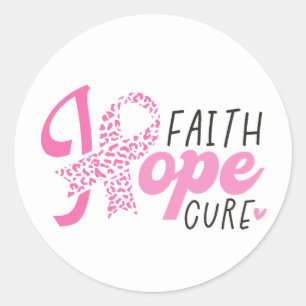 Faith Hope Cure Brustkrebs Pink Ribbon Runder Aufkleber