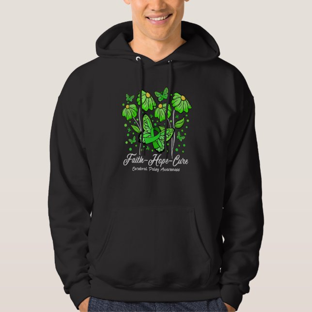 Faith Hope Cure Flower Butterfly Cerebral Palsy Aw Hoodie (Vorderseite)