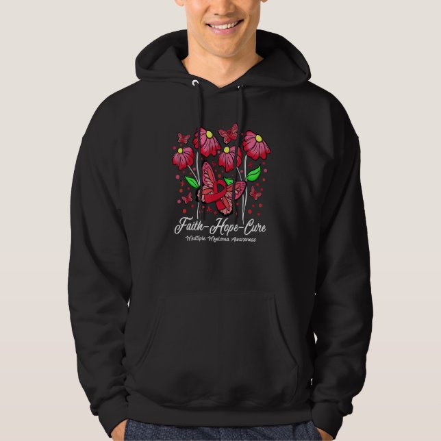 Faith Hope Cure Flower Butterfly Multiple Myeloma Hoodie (Vorderseite)