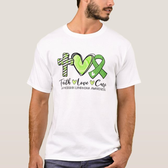 Faith Hope Cure Green Ribbon Non-Hodgkin-Lymphom T-Shirt (Vorderseite)