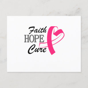 Faith Hope Cure Pink Ribbon Brustkrebs Auswarenes Ankündigungspostkarte