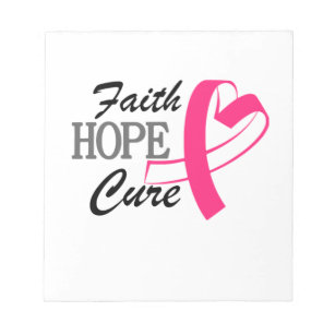 Faith Hope Cure Pink Ribbon Brustkrebs Auswarenes Notizblock