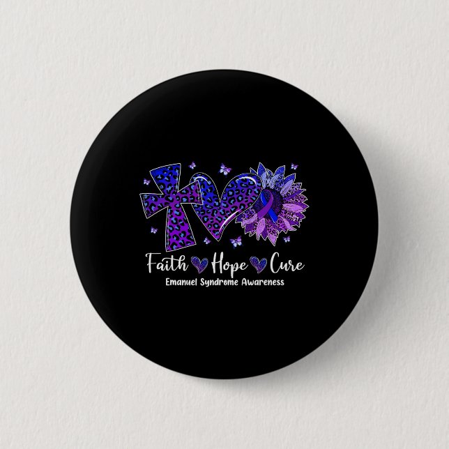 Faith Hope Cure Sunflower Leopard Sichelzellenzähl Button (Vorderseite)