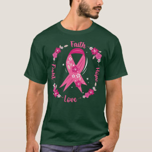 Faith Hope Fight Liebe Awareness Pink Ribbon Flora T-Shirt