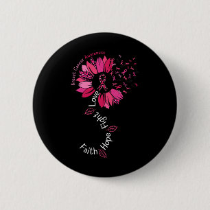 Faith Hope Fight Liebe Breast Cancer Awareness Pin Button