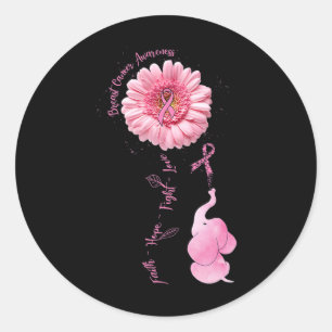 Faith Hope Fight Liebe Elephant Breast Cancer Awar Runder Aufkleber
