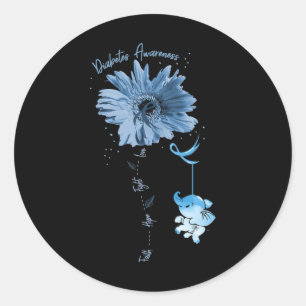 Faith Hope Fight Liebe Elephant Sunflower Diabetes Runder Aufkleber