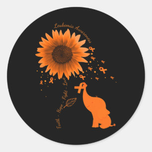 Faith Hope Fight Liebe Elephant Sunflower Leukemia Runder Aufkleber
