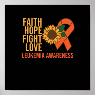 Faith Hope Fight Liebe Leukemia Awareness Orange Poster