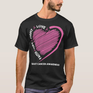 Faith Hope Fight Liebe Pink Heart Awareness Women T-Shirt