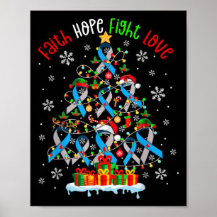 Faith Hope Fight Liebe Weihnachtsbaum Diabetes Rib Poster