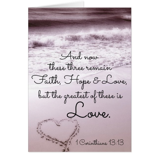 Faith Hope Liebe, 1 Corinthians 13:13, Beach Card (Vorne)