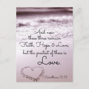 Faith Hope Liebe, 1 Corinthians 13:13, Ocean Beach Postkarte