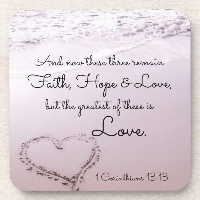 Faith Hope Liebe, 1 Corinthians 13:13, Ocean Beach Untersetzer (Vorderseite)