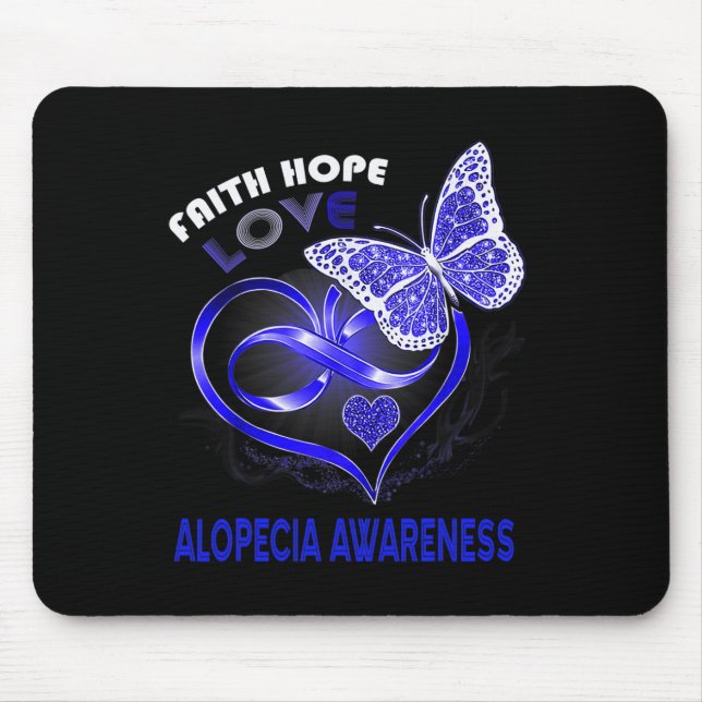 Faith Hope Liebe Alopecia Bewusstsein Herz Schmett Mousepad (Vorne)