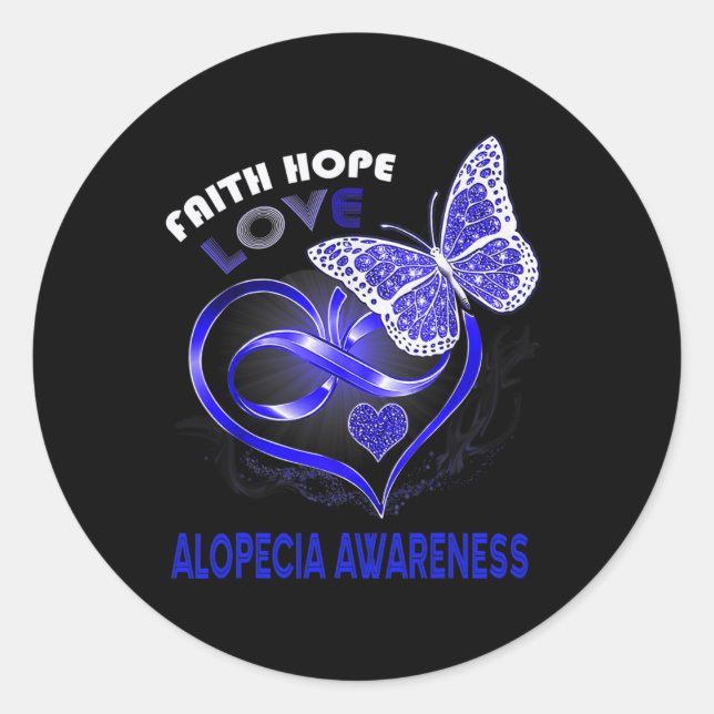 Faith Hope Liebe Alopecia Bewusstsein Herz Schmett Runder Aufkleber (Vorderseite)