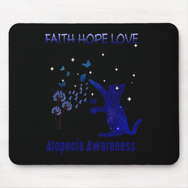 Faith Hope Liebe Alopecia Bewusstsein Mousepad (Vorne)