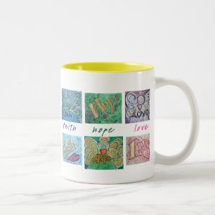 Faith Hope Liebe Angel Collage Tasse, Cup oder Ste Zweifarbige Tasse