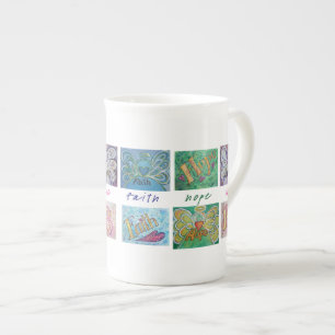Faith Hope Liebe Angel Word China Tasse