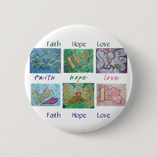 Faith Hope Liebe Angel Word Collage Button oder Bu