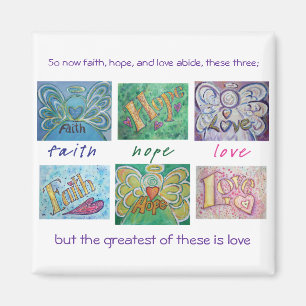 Faith Hope Liebe Angel Word Collage Magnet
