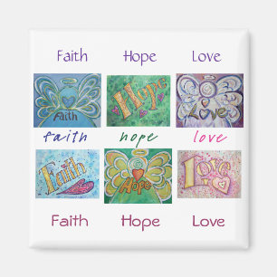 Faith Hope Liebe Angel Word Collage Magnet