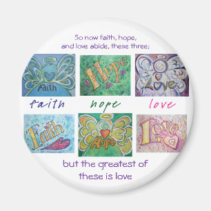 Faith Hope Liebe Angel Word Collage Magnet