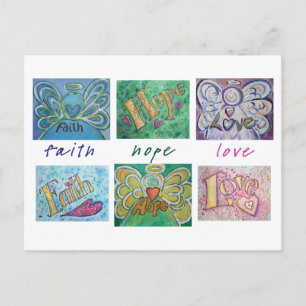 Faith Hope Liebe Angel Word Collage Postcard Postkarte