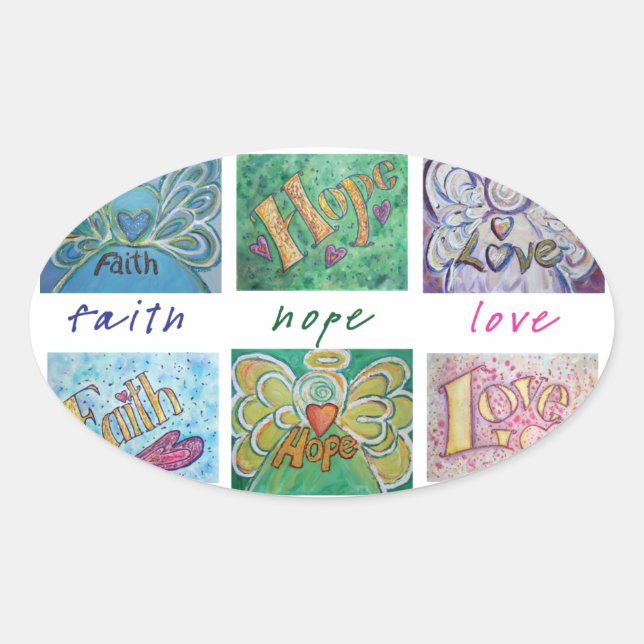 Faith Hope Liebe Angel Word Collage Sticker (Vorderseite)