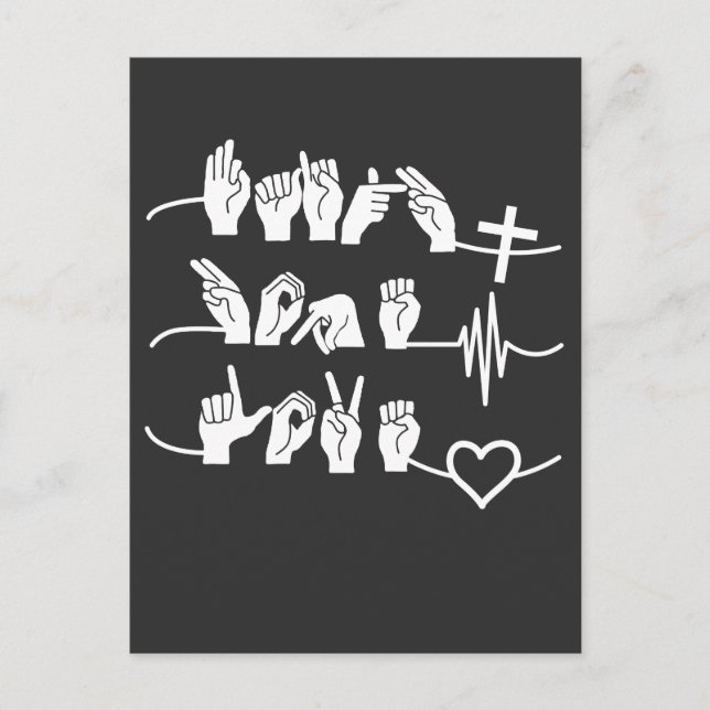 Faith Hope Liebe ASL American Sign Language Postkarte (Vorderseite)