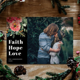Faith Hope Liebe Black Religious Foto Weihnachte Feiertagskarte