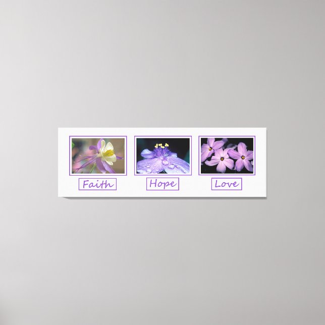 Faith Hope Liebe Blume Wrapped Canvas Print Leinwanddruck (Vorderseite)