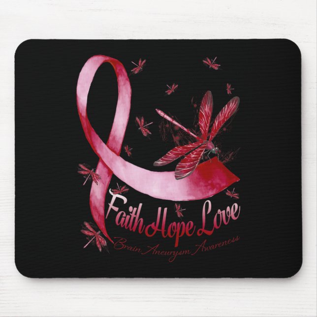 Faith Hope Liebe Brain Aneurysm Awareness Dragonfl Mousepad (Vorne)