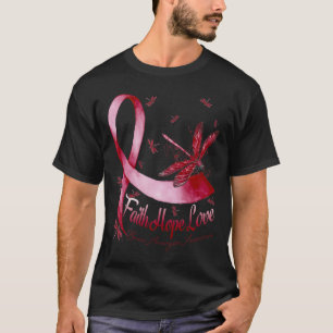 Faith Hope Liebe Brain Aneurysm Awareness Dragonfl T-Shirt
