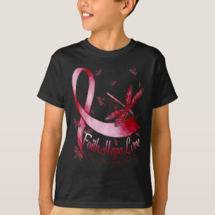 Faith Hope Liebe Brain Aneurysm Awareness Dragonfl T-Shirt