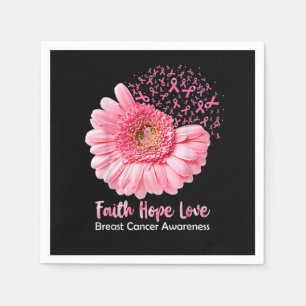 Faith Hope Liebe Breast Cancer Awareness Blume But Serviette
