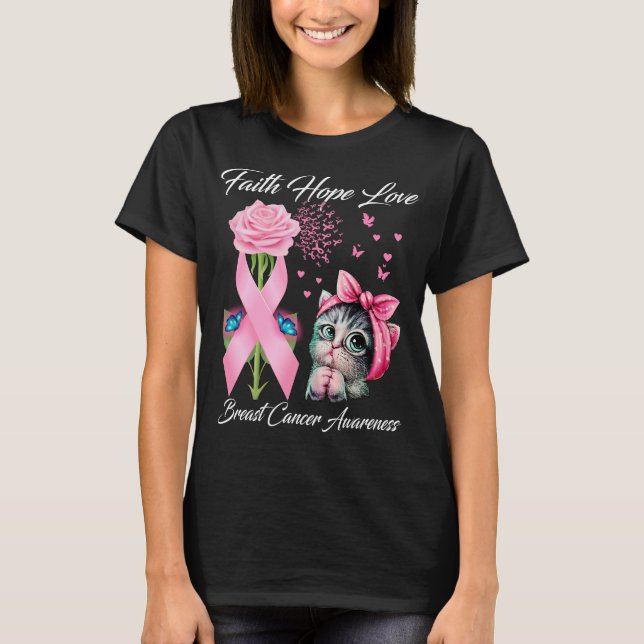 Faith Hope Liebe Breast Cancer Awareness Butterfly T-Shirt (Vorderseite)