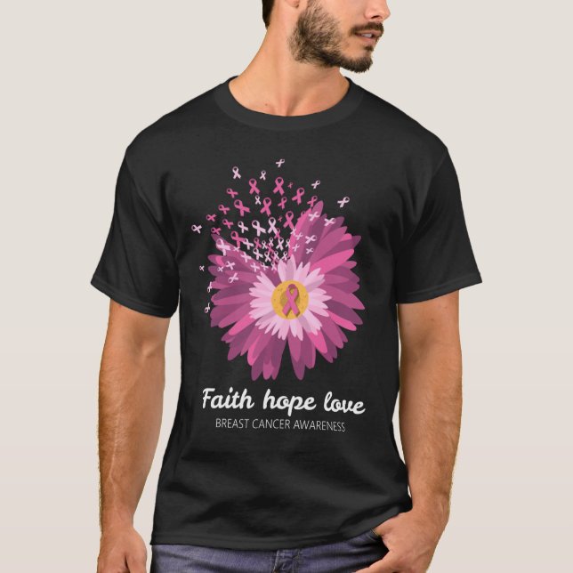 Faith Hope Liebe Brustkrebs Bewusstsein T-Shirt (Vorderseite)