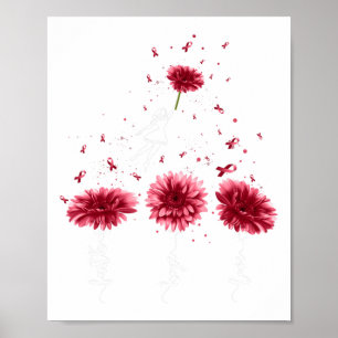 Faith Hope Liebe Burgundy Sonnenblume Hirnaneurysm Poster