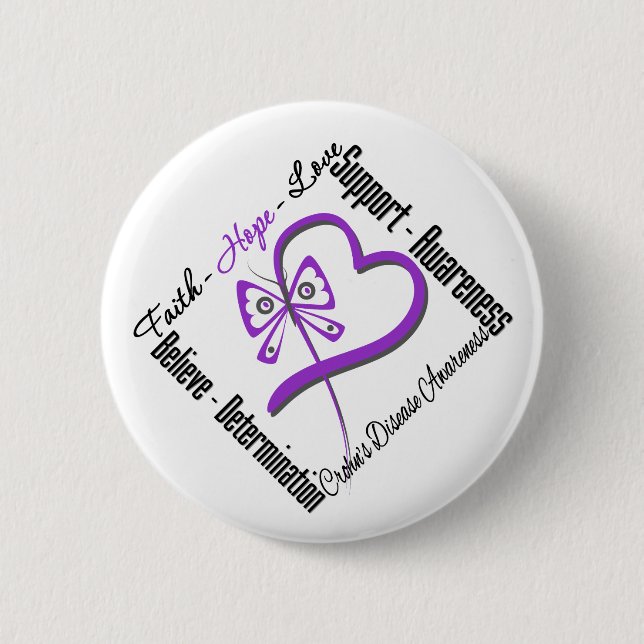 Faith Hope Liebe Butterfly - Crohns Disease Button (Vorderseite)