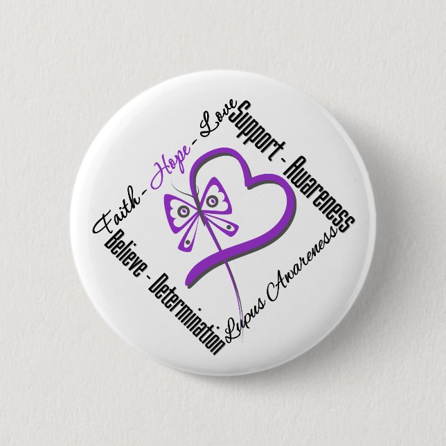 Faith Hope Liebe Butterfly - Lupus Bewusstsein Button (Vorderseite)