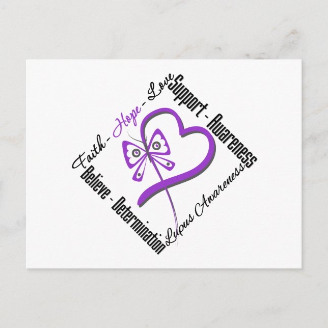 Faith Hope Liebe Butterfly - Lupus Bewusstsein Postkarte (Vorderseite)