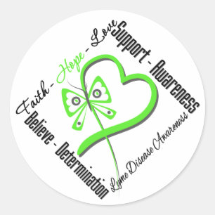 Faith Hope Liebe Butterfly - Lyme Disease Runder Aufkleber