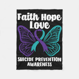 Faith Hope Liebe Butterfly Suicide Prevention Awar Fleecedecke